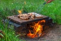 Grilling meat and sausages