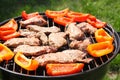 Grilling meat and vegetables