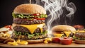 Grilling Perfection Celebrating National Cheeseburger Day with a Basket of Flavor.AI Generated