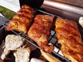 Grilling pork loin ribs Royalty Free Stock Photo