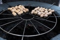 Grilling potatoes on volcanic steam Lanzarote Royalty Free Stock Photo