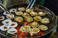 Grilling Scallops with Thai Seafood Sauce Royalty Free Stock Photo