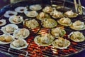 Grilling Scallops with Thai Seafood Sauce Royalty Free Stock Photo
