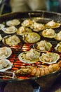 Grilling Scallops with Thai Seafood Sauce Royalty Free Stock Photo
