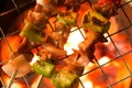 Grilling shashlik on barbecue grill Royalty Free Stock Photo