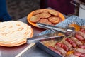 Grilling shashlik on barbecue grill. Royalty Free Stock Photo