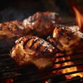 grilling station with sizzling chicken