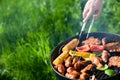 Grilling at summer weekend Royalty Free Stock Photo