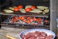 Grilling vegetables in barbecue Royalty Free Stock Photo