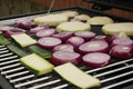 Grilling vegetables on a outdoor barbecue Royalty Free Stock Photo