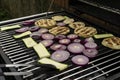Grilling vegetables on a outdoor barbecue Royalty Free Stock Photo