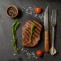 Grilltop Ballet: Marbled Beef Steak Dances With Flames in a Culinary Performance Royalty Free Stock Photo