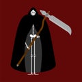 Grim reaper in black cloak. Death in cape
