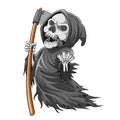 The grim reaper with bone and holding the scythe full of color