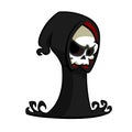 Grim reaper cartoon character isolated on a white background. Cute death character in black hood. Royalty Free Stock Photo