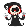 Grim reaper cartoon character isolated on a white background. Cute death character in black hood. Royalty Free Stock Photo