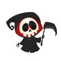 Grim reaper cartoon character on a white background. Halloween vector death character. Royalty Free Stock Photo