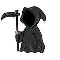 Grim reaper holding scythe collecting souls silhouette. Death icon sign or symbol