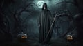 Grim reaper holding scythe, Generative AI Royalty Free Stock Photo