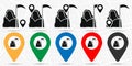 Grim reaper icon in location set. Simple glyph, flat illustration element of halloween theme icons Royalty Free Stock Photo