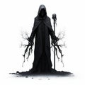 Minimal Necromancer Concept Art on White Isolated Background