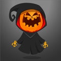 Grim reaper pumpkin cartoon illustration isolated.