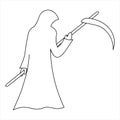 Grim Reaper. Sketch. Halloween symbol.Vector illustration. Death has come to take the soul. A paranormal entity in a robe.