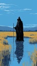 Grim Reaper In A Wetland: Occultist Draftsman\'s Saturated Color Fields