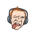 Grimace face tongue out with headphones Royalty Free Stock Photo