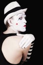 Grimace mime in white hat Royalty Free Stock Photo