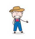 Grimacing Cartoon Farmer Face Expression