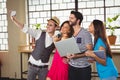 Grimacing friends taking selfies Royalty Free Stock Photo