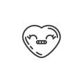 Grimacing heart face emoji line icon