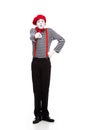 grimacing mime pointing on camera