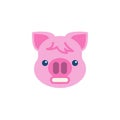 Grimacing piggy face emoji flat icon