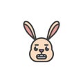 Grimacing rabbit face emoticon filled outline icon Royalty Free Stock Photo