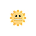 Grimacing Sun Face emoticon flat icon Royalty Free Stock Photo