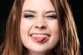 Grimacing. Young Woman Making Silly Face. Royalty Free Stock Photo