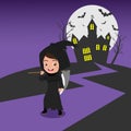 Cute Girl Wearing Grim Reaper Halloween Costume Royalty Free Stock Photo