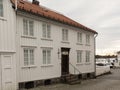 Grimstad, Norway - October 31, 2017: Henrik Ibsen museum in Grimstad. Royalty Free Stock Photo