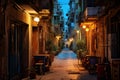 Grimy City narrow alley night. Generate Ai Royalty Free Stock Photo