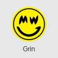 GRIN - Grin. The Market Logo of Coin or Market Emblem.