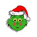 Grinch in bewilderment emoji sticker style icon