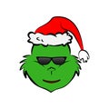 Grinch in cool in sunglasses emoji icon