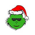 Grinch in cool in sunglasses emoji sticker style icon