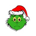 Grinch in frowning emoji sticker style icon Royalty Free Stock Photo