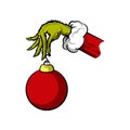 Grinch Hand With Ornament Christmas in Shirts Royalty Free Stock Photo