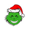 Grinch in happy emoji sticker style icon