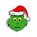 Grinch in indifference emoji sticker style icon