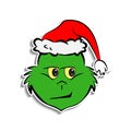 Grinch in indifference emoji sticker style icon